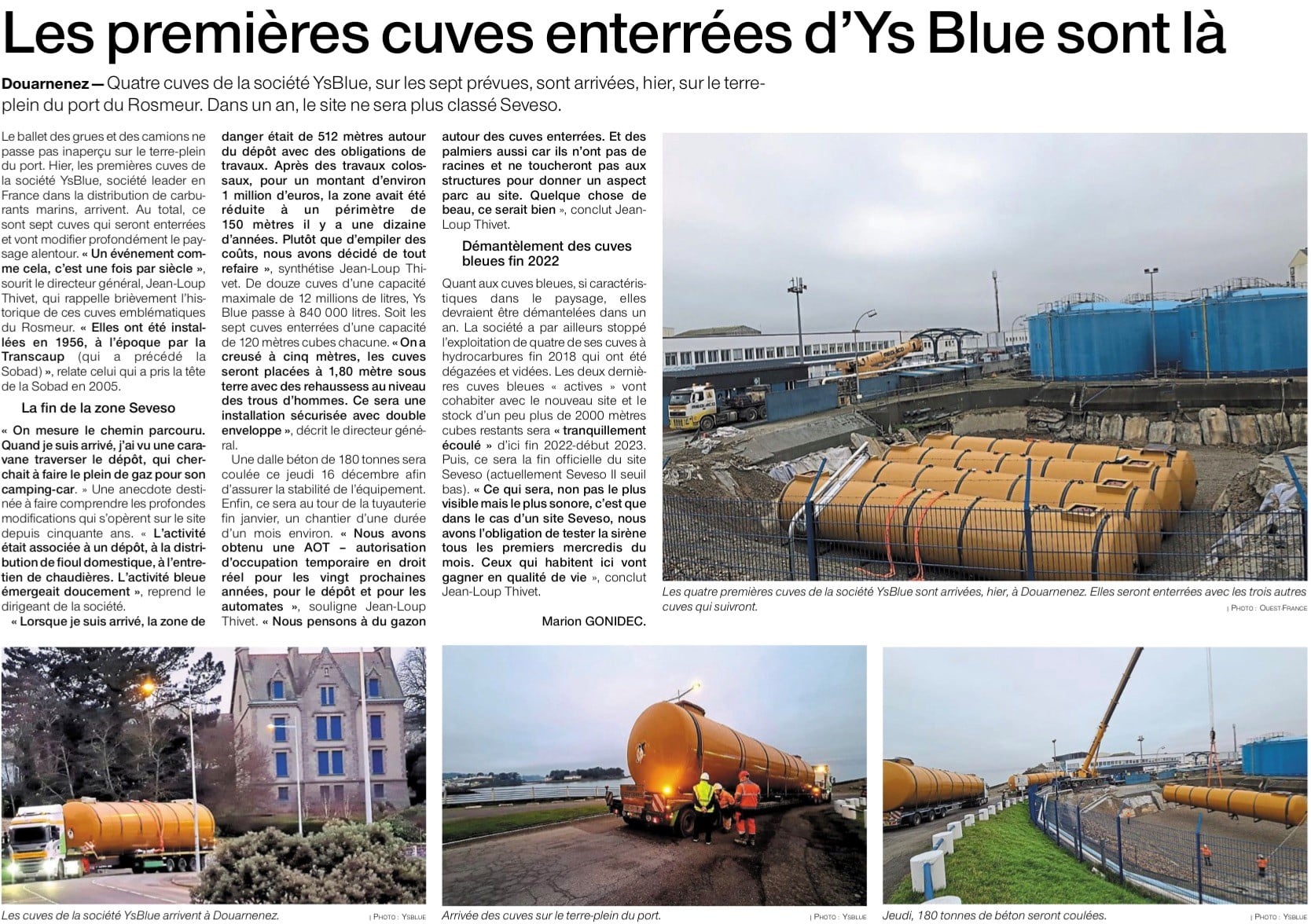 Projet Tristan : nouvelles cuves pour Ysblue